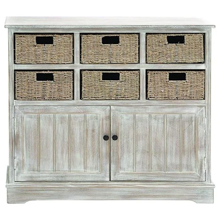 Wood 6 Basket Cabinet